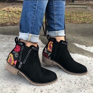 Embroidered Ankle Boots